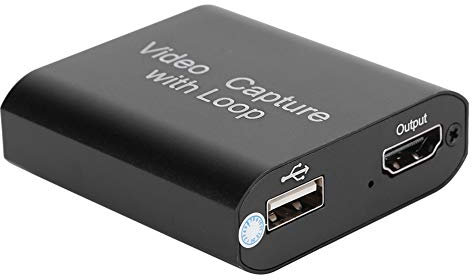 HDMI Video Capture with Loop Out, 4K HDMI Game Capture USB 2.0 Record Capture Card Device, HD 1080P 30fps Audio Video Grabber for VLC, for OBS, for Amcap
