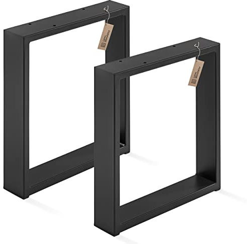 LAMO Manufaktur Tischbeine für Sitzbank, Couchtisch, Beistelltisch, Simple Medium, Vierkantprofil 60x30 mm, Tischgestell 40x43 cm (BxH), Schwarz, 2 Stück, LTS-01-D-BB-9005