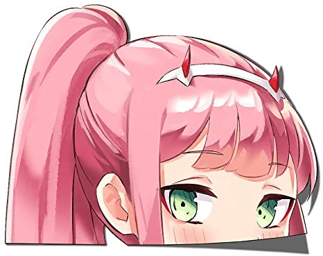 BLKUOPAR (5,1 Zoll)Zero Two Anime Peeker Aufkleber Darling in The FRANXX Cartoon Vinyl Autoaufkleber Spähen Auto Aufkleber Fenster Aufkleber Motorrad Laptop Peeking Aufkleber