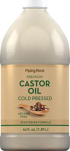 Piping Rock Castor Oil Bottle | 64 Fl Oz | Premium Liquid Drops | Cold Pressed and Hexane Free | Vegetarian, Non-GMO, Gluten Free