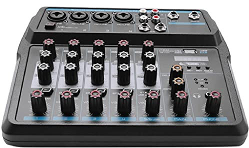 HMTE Mini Mixer Portatile Audio Dj Console con Scheda Audio, USB, Alimentazione 48 V per Pc Registrazione Canto Webcast Party