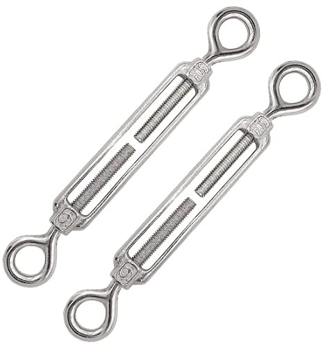 OULVLIFE Tenditore M6 in Acciaio Inossidabile 304, Tenditori per Funi Metallici Regolabili Ganci per Impieghi Pesanti 2 Pezzi per Tenda di Installazione, Appendere La Casa, Filo da Giardino, Ecc.