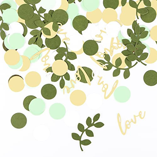MplehDa Konfetti Grün Gold, 400 Stück Verlobungsfeier Tischdekoration, Love Thema Party Konfetti Grün Tischstreuer für Party Geburtstag Hochzeit Kinderzimmer Tischplatte Papierfetzen (Love grün)