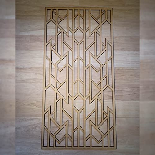 Art deco Geometric Pattern Screen Radiator Cabinet wall Decorative Screening-grille- Perforated MDF panel (600x300mm) 0084 (3mm thick MDF)