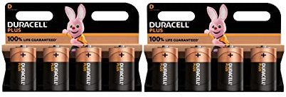 8 x Duracell D plus LR20 MN1300 Alkaline (2 Blister mit je 4 Batterien), 8 Batterien