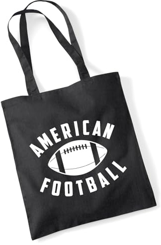 Huuraa Jutebeutel American Football Ball Geschenk 10 Liter Black Baumwolle American Football Präsent