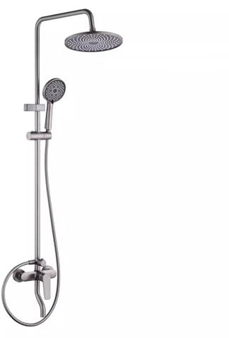 BiaoTeng Colonne De Douche Fixation Murale Réglable, Colonne De Douche Et Bain Avec Robinetterie, Pommeau de Douche de 3 Jets, Ensemble De Douche Mural gris