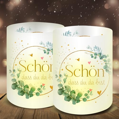 Moorle 12 Windlicht Tischdek Geburtstag, Schön DASS Du Da Bist Tischdeko, Windlichter Deko with Hochzeit Konfirmation Taufe Kommunion für Teelichter oder Kerzen, 0329RTGGF