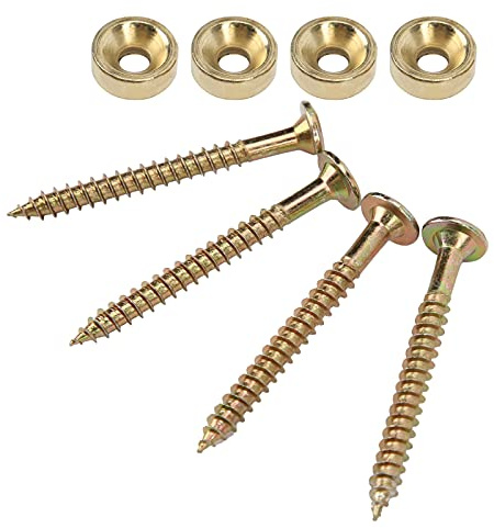 4 Sets E-Gitarre Bass Halsverbindungsbuchsen Schrauben Halsbefestigungsschrauben Hals-Körper-Verbindung Gitarrenhalsbuchse Gitarrenhals (GOLD)