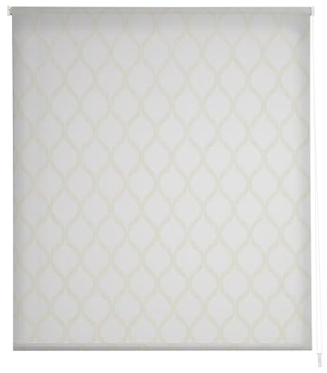 Estoralis | Davos | Estor Enrollable Diseño Moderno | Visillo Translúcido | Blanco/Beige | 100 x 255 cm (Ancho/Alto) Tamaño Tela 97 x 250 cm | Estores para Ventanas y Puertas