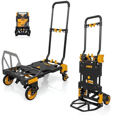 VITO - Diable pliant de démenagement Chariot de manutention 2 Positions Charge 137 KG Max Roues pivotantes