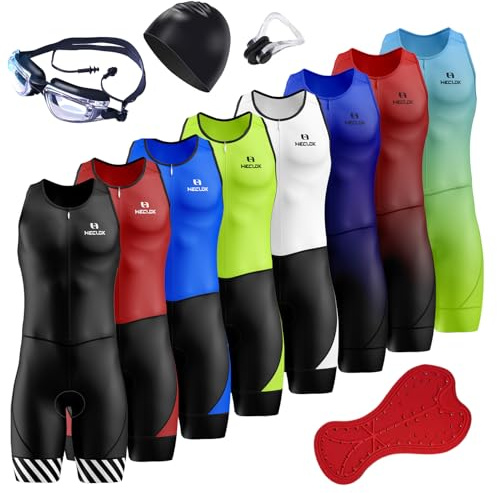 Triathlon Tri Suit, Men's Elite Sleeveless Trisuit,Men's Cycling Skinsuit Padded One Piece Trisuit Bike Top Short, Compression Running Swimming