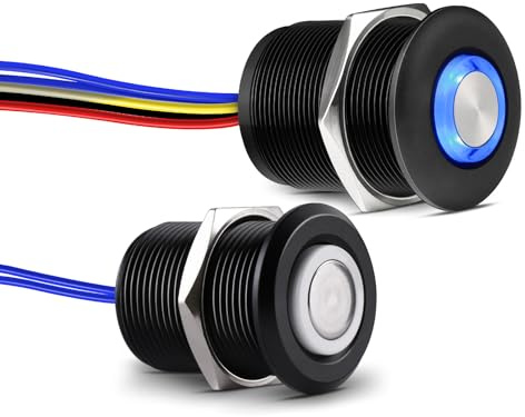acegoo 12V Dimmer 3 Wege Dimmschalter Kit, 12V LED PWM Dimmer Vollaluminium 6A Druckschalter für Boot Wohnmobil Wohnwagen Camper Auto, für Dimmbare LED Licht, Einzelfarbe LED Streifen, Schwarz