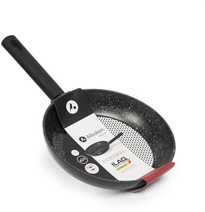 Allesken Pfanne Induktion 24cm - Ilag Ultimate Antihaft Pfanne für alle Herdarten - Bratpfanne Beschichtet mit Hitzebeständigem Griff - Aluminium Induktionspfanne Beständig gegen Kratzer und Abrieb