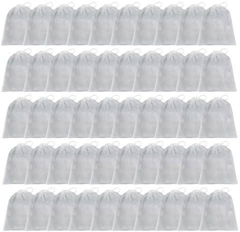 50 bolsas para zapatos antiamarillamiento para viajes, bolsas de polvo de tela no tejida con cordón para proteger los zapatos de daños solares, amarillear, polvo y suciedad, 32*48, ver descripción,