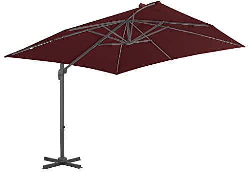 Annlera Garten-Sonnenschirm Balkonschirm Marktschirm Outdoor-Schirm Tischschirm Strandschirm Gartenmöbel Wasserdicht und Sonnenschutz Moderne und Elegante Design Bordeauxrot 250x250x247 cm