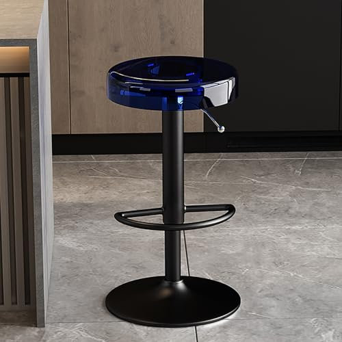 Moderne Barhocker aus Acryl mit verstellbarer Drehtischhöhe, Barstühle für die Küche, blaue Farbe mit schwarzer Hebestange, stilvolle und funktionale Sitzmöglichkeit für Ihr Zuhause.