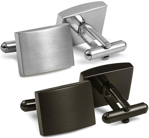 TJUSPIRIT Manschettenknöpfe Herren 2 Paar Silber Schwarz | Manschettenknöpfe Business Hemd Cufflinks Set für Business Hochzeit Party