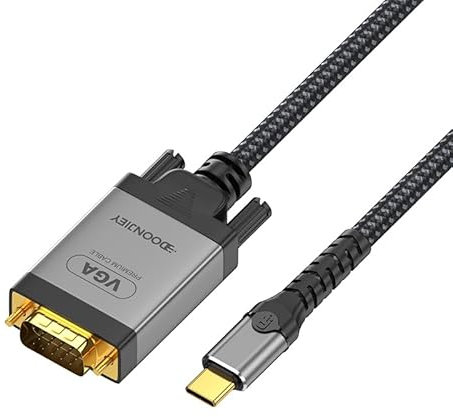 La Brodée USB C to VGA Cable, 2M USB Type-C to VGA Cable Gold Plated Adapter USB-C Port Male to Male Converter for Monitor Compatible with iPhone 15 series, MacBook Pro/Air 2023, iPad Pro, iMac, S23
