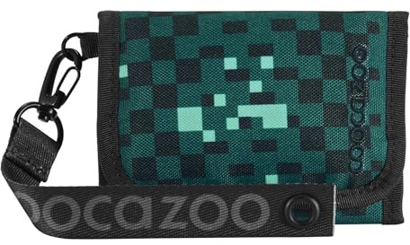 coocazoo Geldbörse „Pixel Blox”, schwarz-grün, Portemonnaie mit Sichtfenster innen & außen, Münzfach & Kartenfächern, Klettverschluss, ab der 3. Klasse