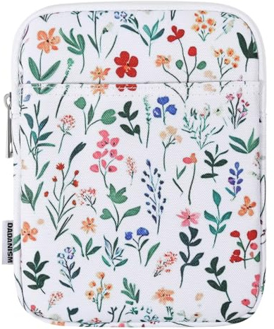 Dadanism 6-7 Inch Padded Sleeve for 7 Kindle Colorsoft Signature Edition and All-New Kindle Paperwhite, Protective Sleeve Pouch Bag Carrying Case for 6 Kindle/Kindle Oasis/Kobo E-Reader, Flowers