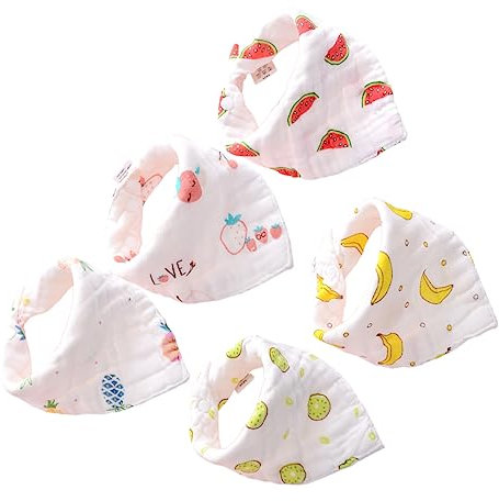 KOMBIUDA 5stücke Baumwoll Sabberlätzchen Für Junge Mädchen Mit Fruchtdesign Speichel Handtücher Für Junge Mädchen Fütterungslätzchen Für Kleinkinder Maschinenwaschbar Hautfreundlich