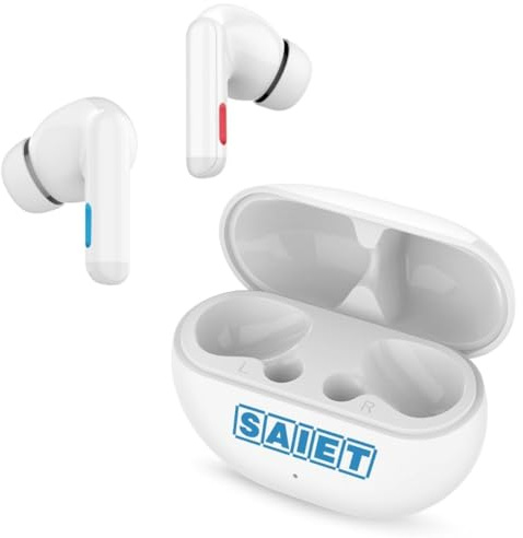 SAIET Audio MAX Auricolari per Anziani TWS con 5 Livelli di Amplificazione | Cuffie Bluetooth con Amplificazione Audio per Chiamate e Musica, App Dedicata, Design Moderno, Fino a 20 Ore di Autonomia
