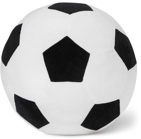 Amazon Basics Football Plush Pillow, Sport Style Stuffed Toy Cushion for Bed or Sofa, Kids Room Decor, Black and White