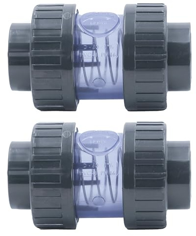 HAF® Lot de 2 clapets anti-retour en PVC transparents avec 2 manchons adhésifs de 63 mm à ressort | Clapet anti-retour conique en PVC U gris pour toutes les tuyauteries | Qualité : fabriqué en Europe