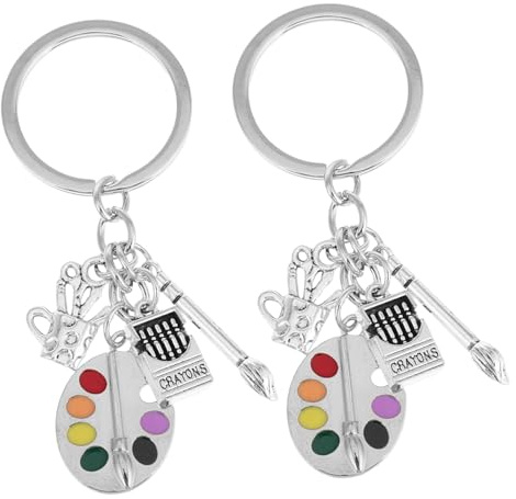 TOVINANNA Unique Art Palette Keyring Paintbrush Charm Keychain for Artists Painters Art Lover Gifts
