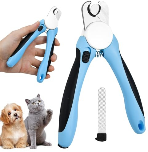 JNEYVIC Tagliaunghie per Cani e Gatti con Lima Integrata, Forbici per Cani Unghie in Acciaio Inossidabile Tagliaunghie Professionale Graduale per Gatti con Blocco di Protezione per Artigli Duri