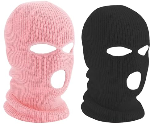 DvBCNMe 2 Stück Skimaske, Balaclava, Masken,3-Loch Sturmmaske, Gestrickte Sturmhaube, Multifunktionsmaske, SkimüTze FüR Motorrad Und Fahrrad, Skimaske Vollgesichtsabdeckung FüR Damen Herren