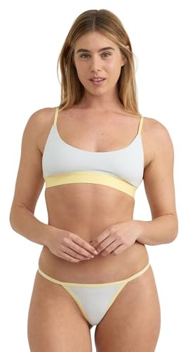 Organic Basics Womens Core Play Organic Cotton String Thong Underwear, Dewdrop/Light Lemon, XX-Large