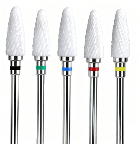 5 Pcs Embout Ponceuse Ongles, Embout Ponceuse Ongles Depose 2,35 Mm Pour Ponceuse Ongles, Embout Ponceuse, Forets À Ongles Professionnels En Céramique Pour Manucure Et Pédicure, Maison, Salon (Blanc)