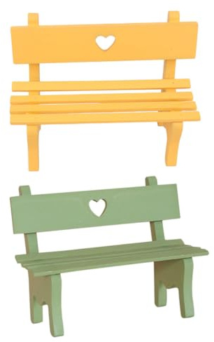 Uonlytech Modèle de Mini-Banc 2 Pièces en Bois, Décor Maison Créatif | Finition Réaliste et Détails Délicats, Style Simple et Moderne, pour Maison Miniature et Salon