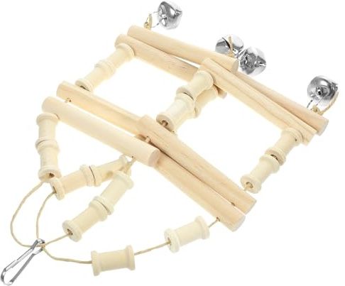 Artibetter Holz vogelschaukel mit Sitzstange Vogelspielzeug für Wellensittiche und Papageien zum Klettern und Natürliche Farben Interaktives Kauspielzeug zur Beschäftigung und Übung