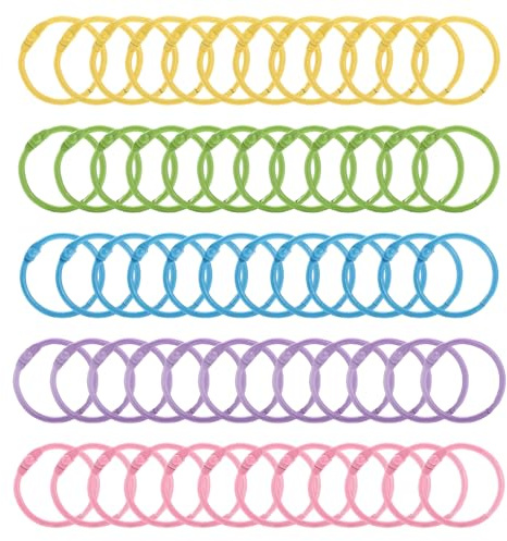60 Pcs Metal Colorful Binder Rings, 30mm Binding Rings for Binding Paper Flash Cards Photo Albums Keychain, Durable & Easy-Open 5 Color Loose Leaf Rings for Office School Home Craft Use