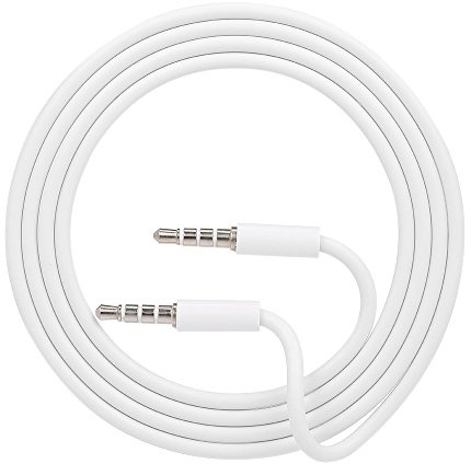 Cavo Audio Ausiliario Jack da 3,5 Mm, Cavo Audio Maschio-maschio di Alta qualità, Ideale per L'utilizzo di Telefono/auto/laptop, Materiale PVC Bianco, Lunghezza 1 M