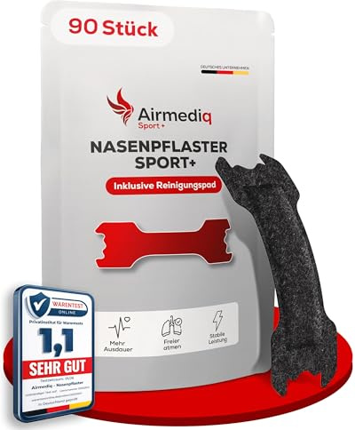 AirMediq® Nasenpflaster Sport 90 Stück für besseres Atmen im Training & Gym