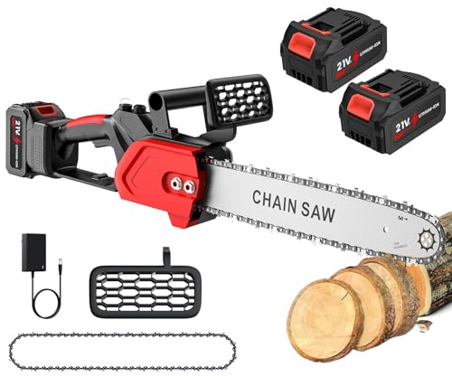 Motosierra Bateria 800W, Motosierra Eléctrica con 2 baterías, Guía de 30 cm,Diámetro de Corte de árboles 30-35cm, Motor de Cobre Puro, Robusto y Duradero, para Talar Madera Grande