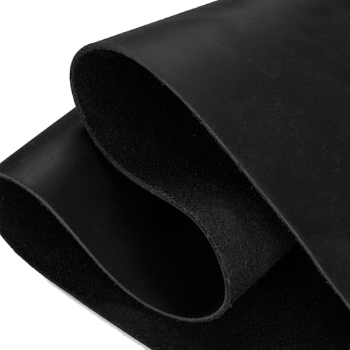 Jowlroel Tooling Leather Square 1.8-2.0MM Thick, Oil Tan Crazy Cowhide Leather Sheets for Crafts Sewing Hobby Workshop, Black Precut 8x12