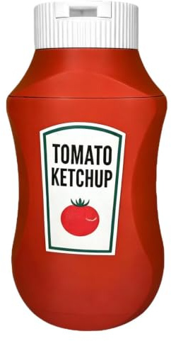 Burkkylare, Ketchup-flaskformad, 9,5 × 7,2 × 19,5 cm, burkhållare, rolig ny design, halkfri greppkomfort, för läskkaffe vatten fest skämt rekvisita present användning