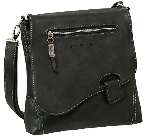 Ledershop24 Geschenkset - Handtasche Schultertasche Umhängetasche Wildleder-Imitat Used Look mit Riegelverschluss Farbe schwarz
