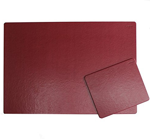 Schreibtischauflage mit Mousepad aus bordeauxrotem Kunstleder