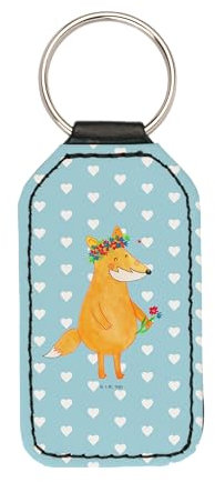 Mr. & Mrs. Panda Rechteckig Schlüsselanhänger Fuchs Blumen - Geschenk, Mit Foto, Fox, Büro, Boho, Rechteckiger Form, Anhänger Logo, Liebe, Für Schlüssel, Blumenliebe