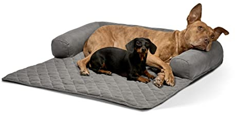 Lous Sofaschutz Hund – Hundedecke Sofa Hundebett Couch – Handgefertigte Hundematte mit Rand – Waschbar bis 90 Grad und besonders kuschlig – Größe: XL ca. 117x97x15cm (Anthrazit)