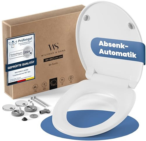 Wilford & Sons PREMIUM Toilettendeckel - WC Sitz mit Absenkautomatik - Klodeckel O-Form weiß - Hochwertige Klobrille, Toilettensitz Klo Deckel abnehmbar, Einfache Reinigung - Toilettenbrille Duroplast