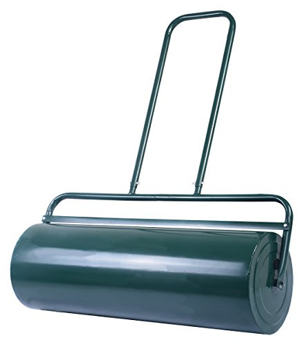 COSTWAY Gräsrulle, påfyllningsbar vatten eller sand, 63 l, Ø 30 cm x 90 cm, golvrulle med handtag, trädgårdsvals metall, handvals gräsmatta skoter, gräsmatta rulle för nivåer, gräsmatta trädgård, grön
