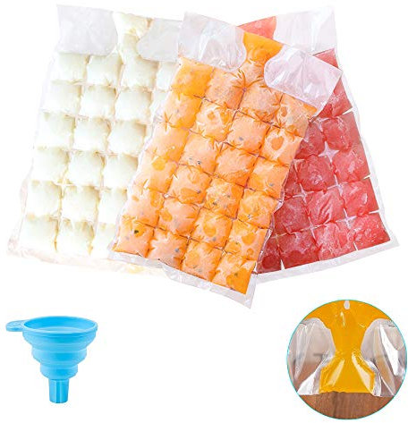 (100 piezas) Ice Cube Bolsas desechables, con embudo de silicona, para uso único, bolsas de hielo, herramienta de bebida de verano