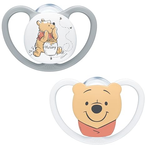 NUK Ciuccio Space | 6-18 mesi | Succhietti con extra ventilazione | Silicone senza BPA | Disney Winnie the Pooh | 2 pezzi